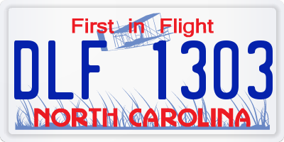 NC license plate DLF1303