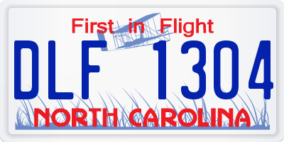 NC license plate DLF1304