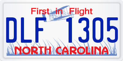 NC license plate DLF1305