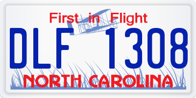 NC license plate DLF1308