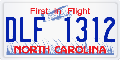 NC license plate DLF1312