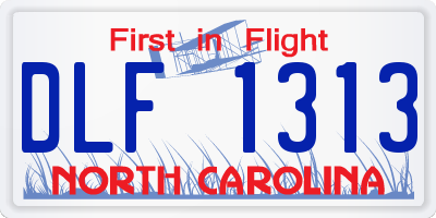 NC license plate DLF1313