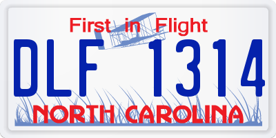 NC license plate DLF1314