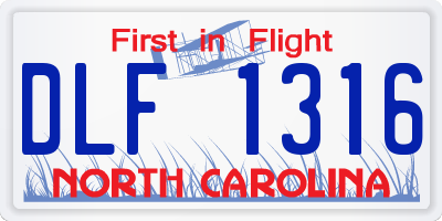 NC license plate DLF1316