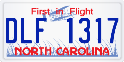 NC license plate DLF1317
