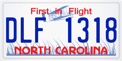 NC license plate DLF1318