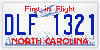 NC license plate DLF1321