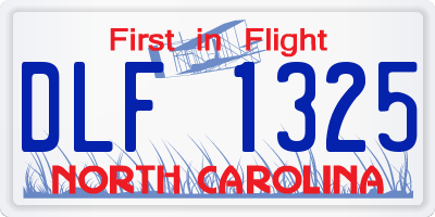 NC license plate DLF1325