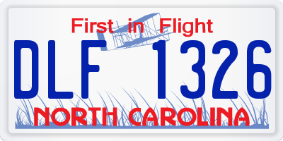 NC license plate DLF1326