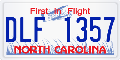 NC license plate DLF1357