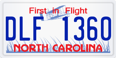 NC license plate DLF1360