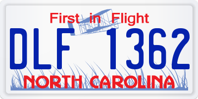 NC license plate DLF1362