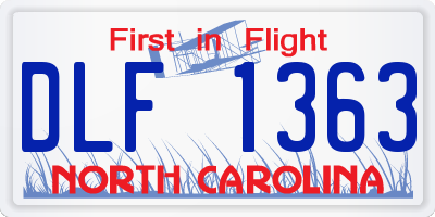 NC license plate DLF1363