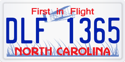 NC license plate DLF1365