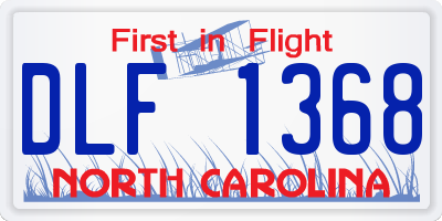 NC license plate DLF1368