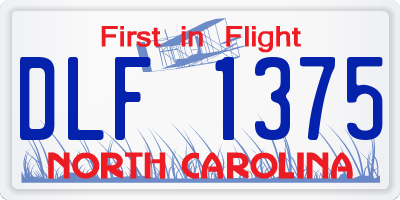 NC license plate DLF1375