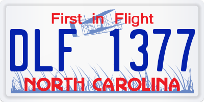 NC license plate DLF1377