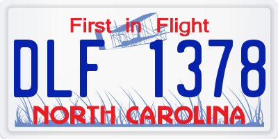 NC license plate DLF1378