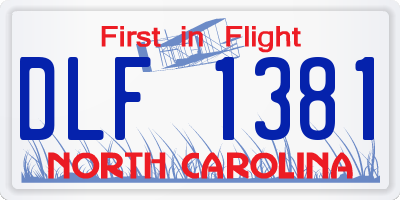 NC license plate DLF1381
