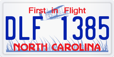 NC license plate DLF1385