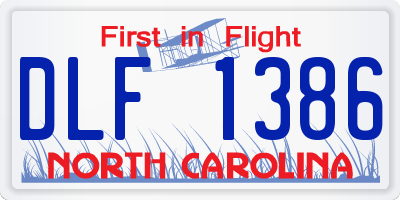 NC license plate DLF1386