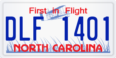 NC license plate DLF1401