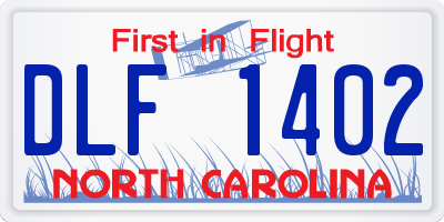 NC license plate DLF1402