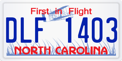 NC license plate DLF1403