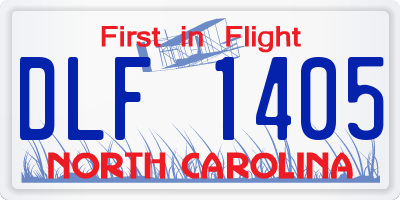 NC license plate DLF1405