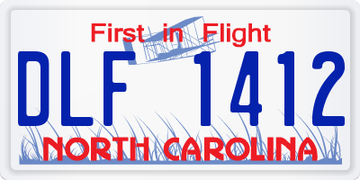 NC license plate DLF1412