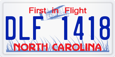 NC license plate DLF1418