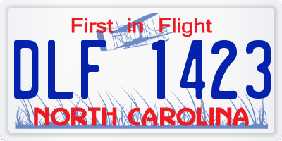 NC license plate DLF1423