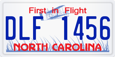 NC license plate DLF1456