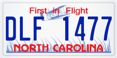 NC license plate DLF1477