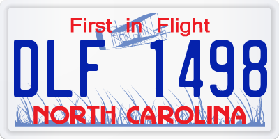 NC license plate DLF1498