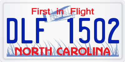 NC license plate DLF1502