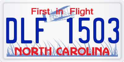 NC license plate DLF1503