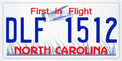 NC license plate DLF1512
