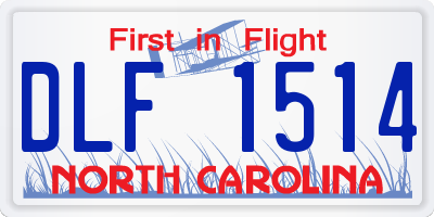 NC license plate DLF1514