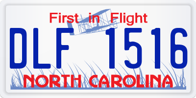 NC license plate DLF1516