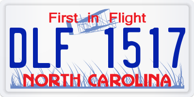 NC license plate DLF1517