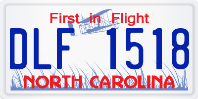 NC license plate DLF1518