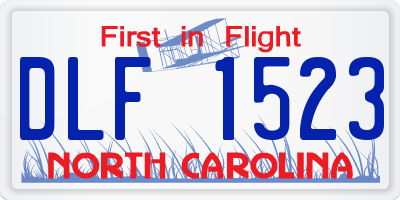 NC license plate DLF1523