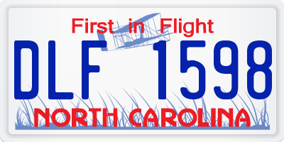 NC license plate DLF1598