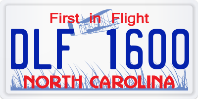 NC license plate DLF1600