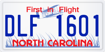 NC license plate DLF1601