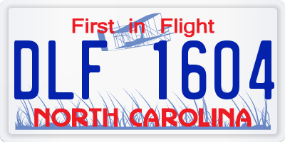 NC license plate DLF1604