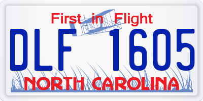 NC license plate DLF1605