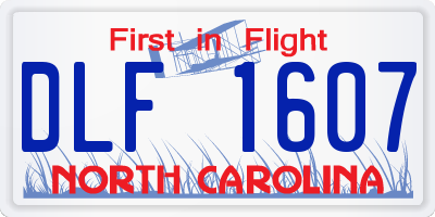 NC license plate DLF1607