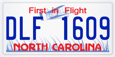NC license plate DLF1609